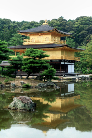 Sfondi House On River In Japan 320x480