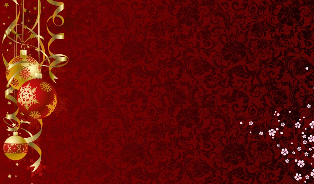 Fondo de pantalla Red Xmas Ornaments 1024x600