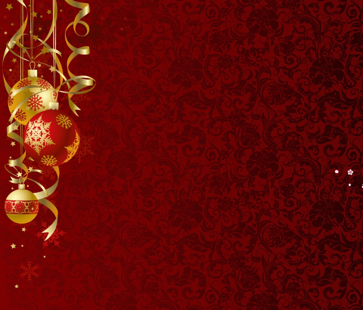 Screenshot №1 pro téma Red Xmas Ornaments 1200x1024