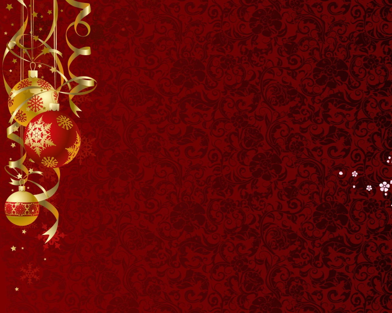 Screenshot №1 pro téma Red Xmas Ornaments 1280x1024