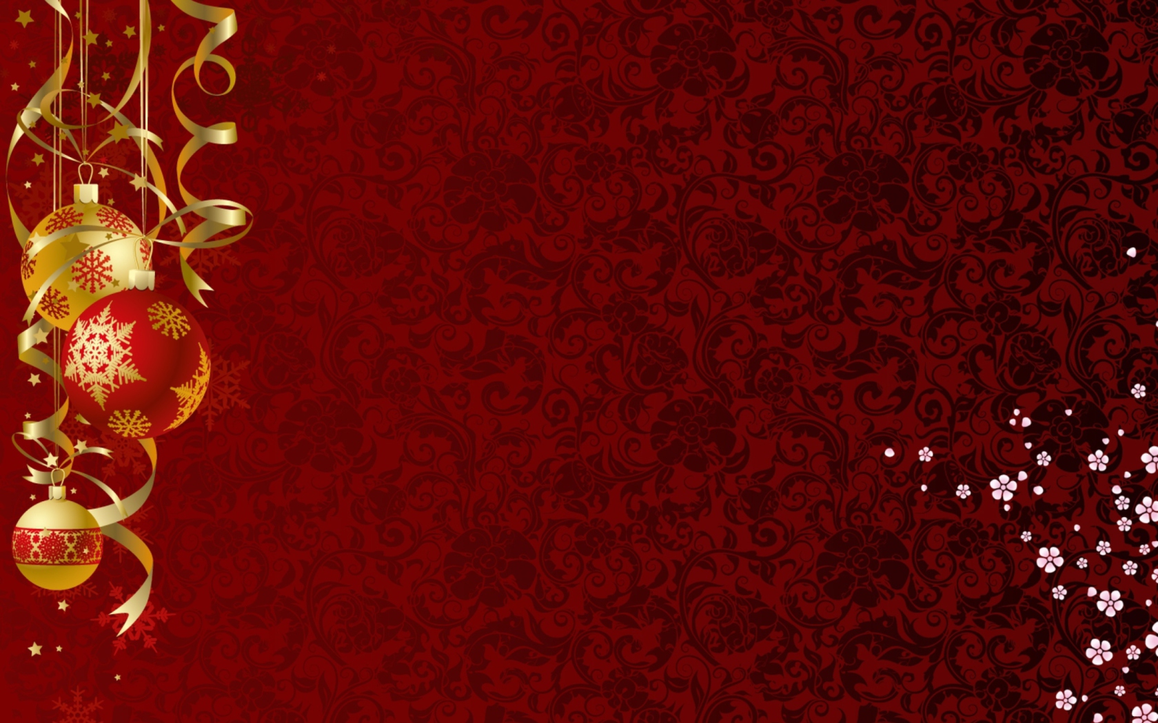 Screenshot №1 pro téma Red Xmas Ornaments 1680x1050