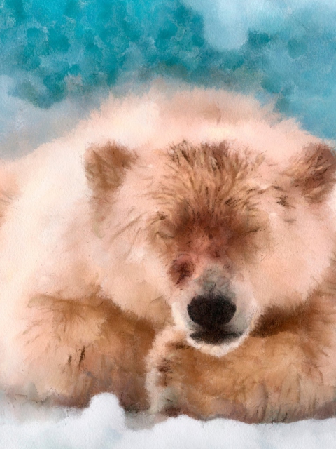 Обои Sleeping Polar Bear 480x640