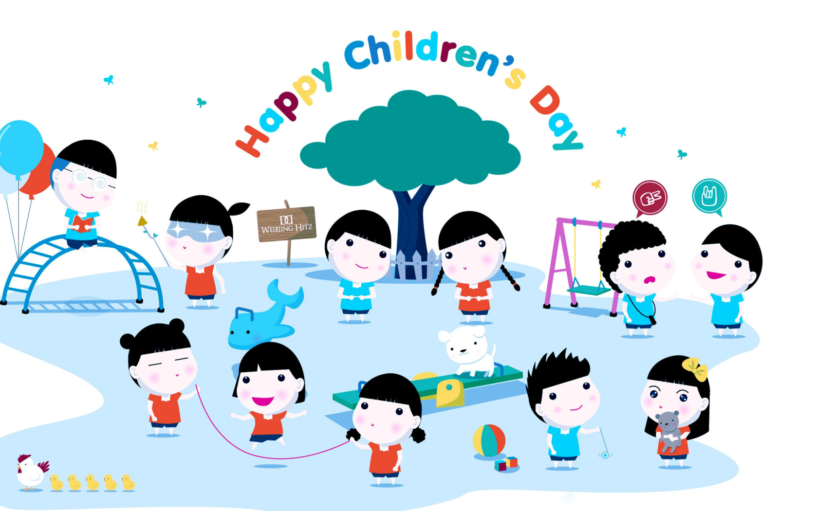 Обои Happy Childrens Day on Playground 1680x1050