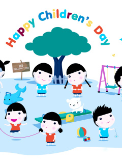 Das Happy Childrens Day on Playground Wallpaper 240x320