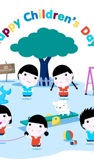 Happy Childrens Day on Playground wallpaper 360x640