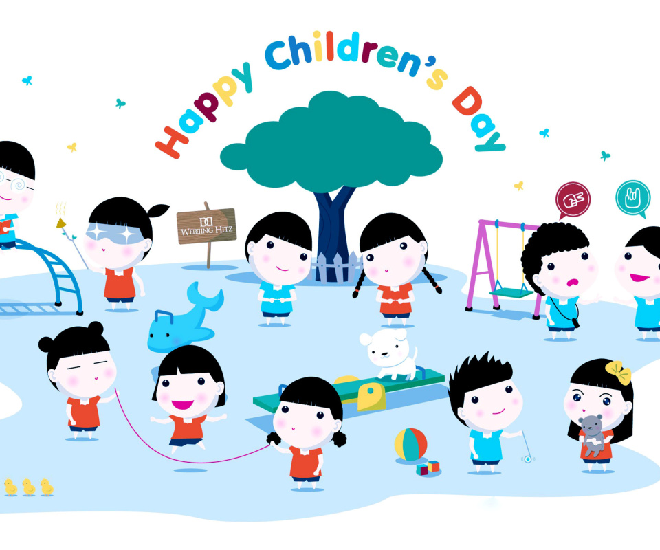 Обои Happy Childrens Day on Playground 960x800