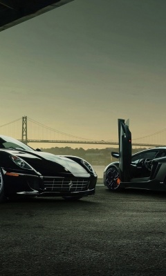 Fondo de pantalla Lamborghini Aventador And Ferrari 599 GTB 240x400