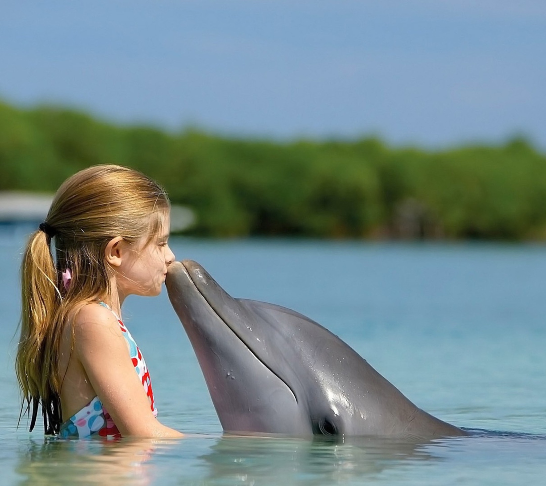 Fondo de pantalla Dolphin's Kiss 1080x960