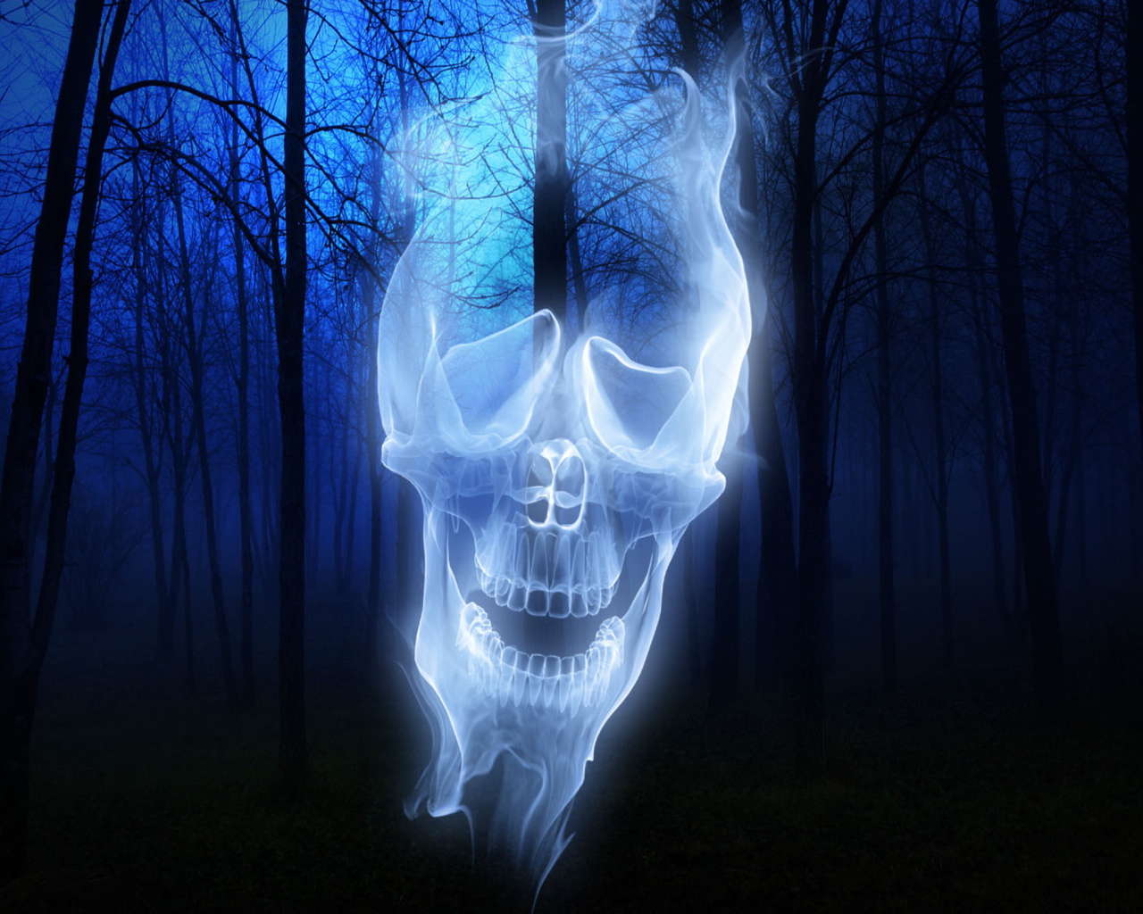 Das Forest Skull Ghost Wallpaper 1280x1024
