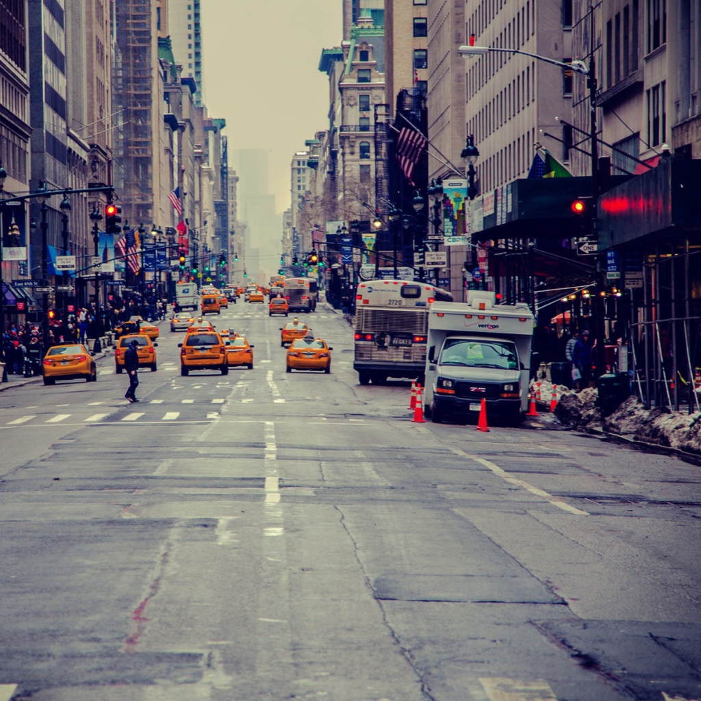 Обои New York City Usa Street Taxi 1024x1024