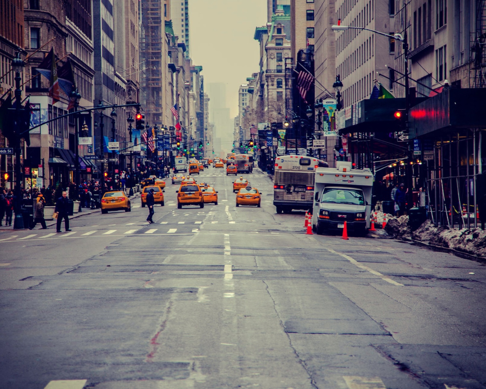 Обои New York City Usa Street Taxi 1600x1280