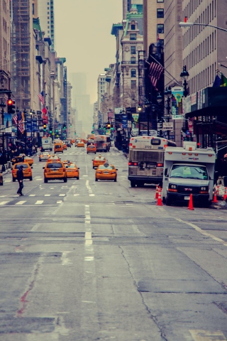 New York City Usa Street Taxi wallpaper 320x480