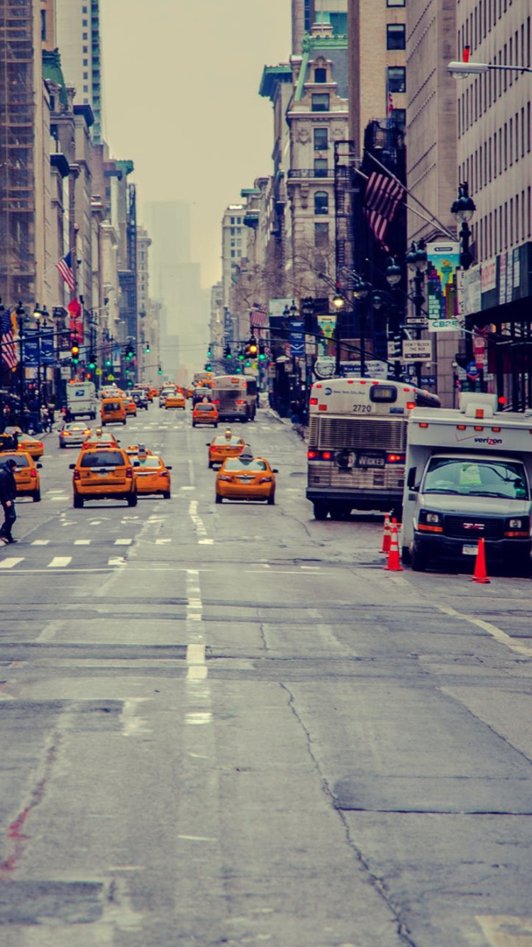 Das New York City Usa Street Taxi Wallpaper 750x1334