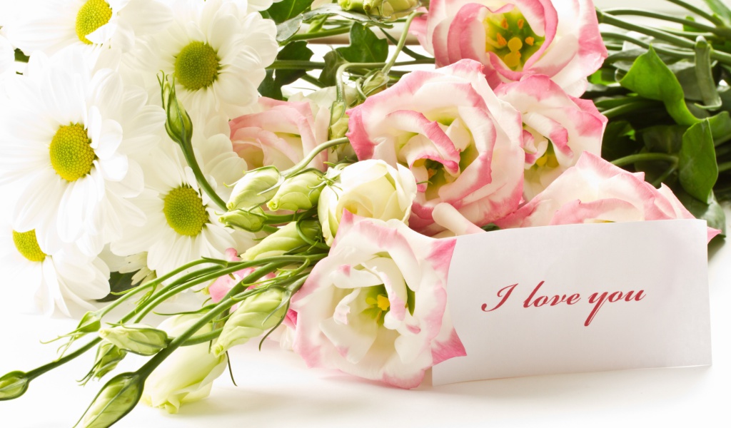 Das Bouquet of daisies and roses Wallpaper 1024x600