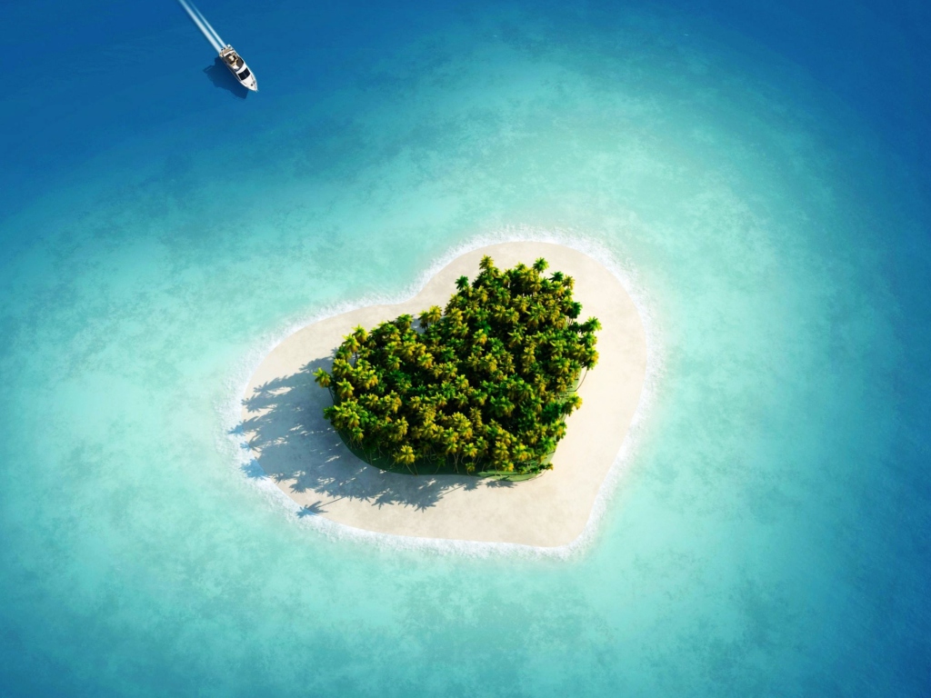 Heart Shaped Tropical Island wallpaper 1024x768
