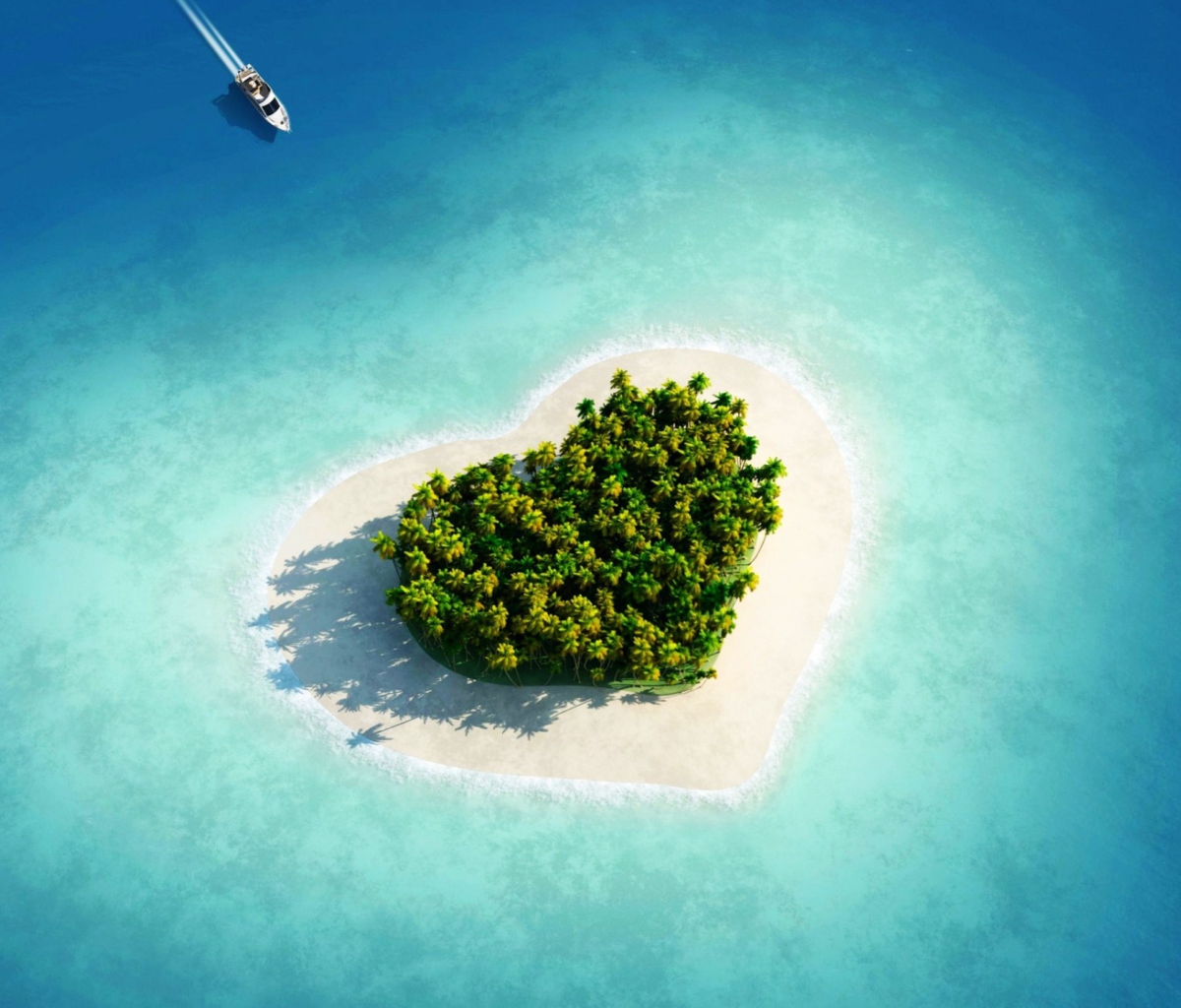 Обои Heart Shaped Tropical Island 1200x1024