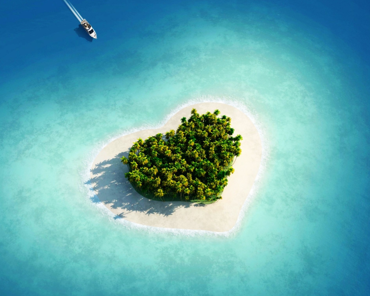 Heart Shaped Tropical Island wallpaper 1280x1024