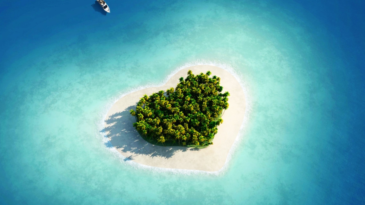 Fondo de pantalla Heart Shaped Tropical Island 1280x720
