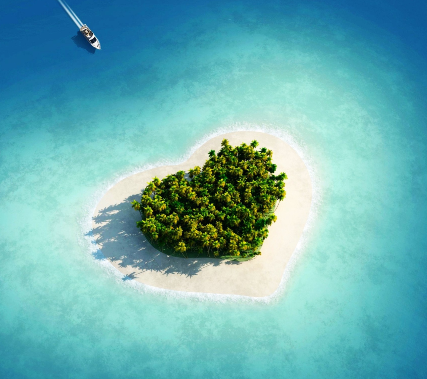 Обои Heart Shaped Tropical Island 1440x1280