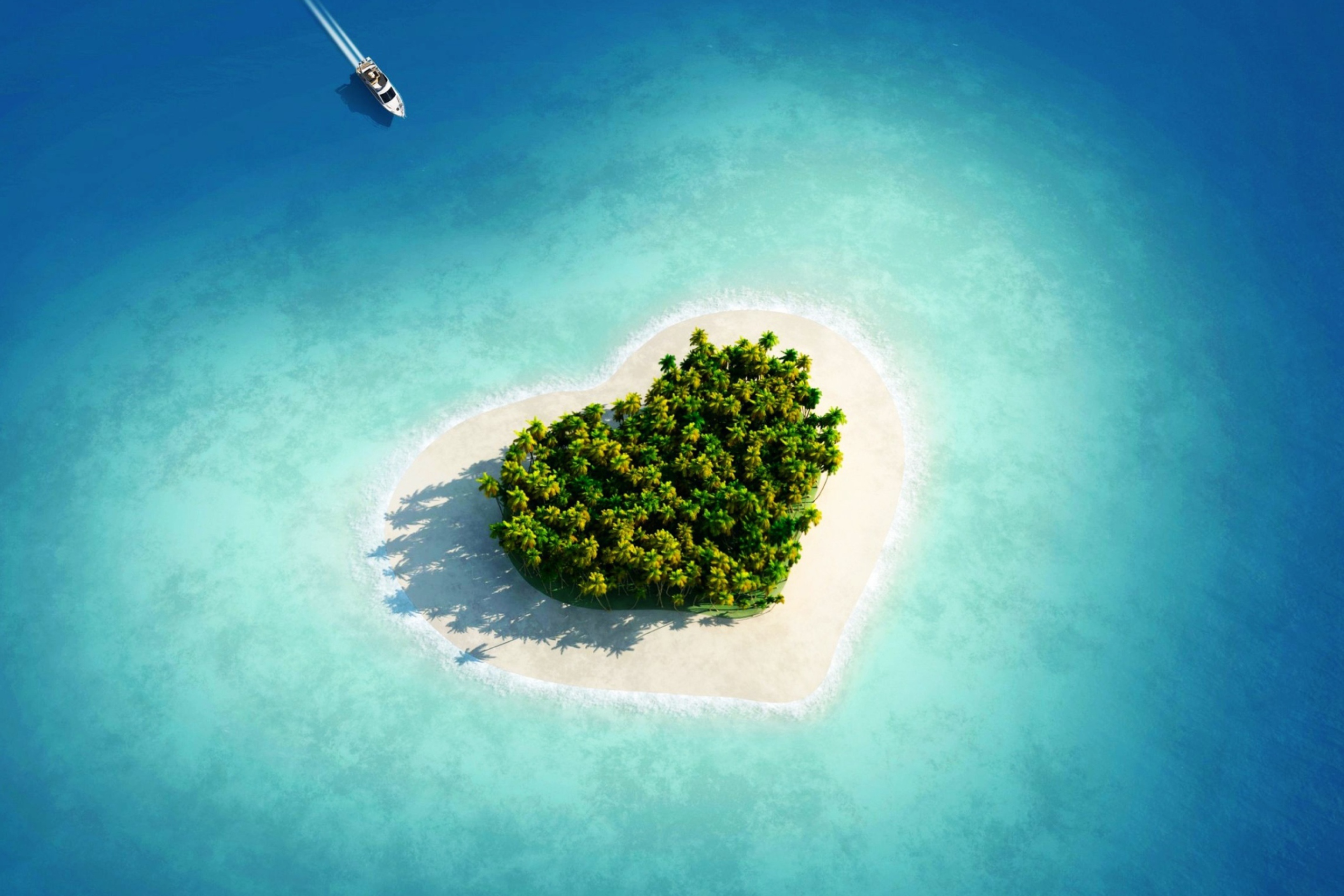Fondo de pantalla Heart Shaped Tropical Island 2880x1920