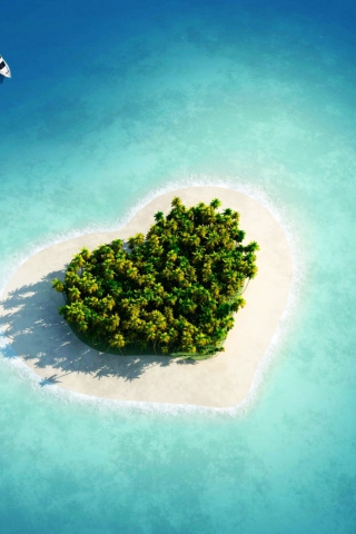 Fondo de pantalla Heart Shaped Tropical Island 320x480
