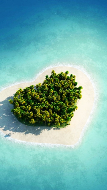 Обои Heart Shaped Tropical Island 360x640