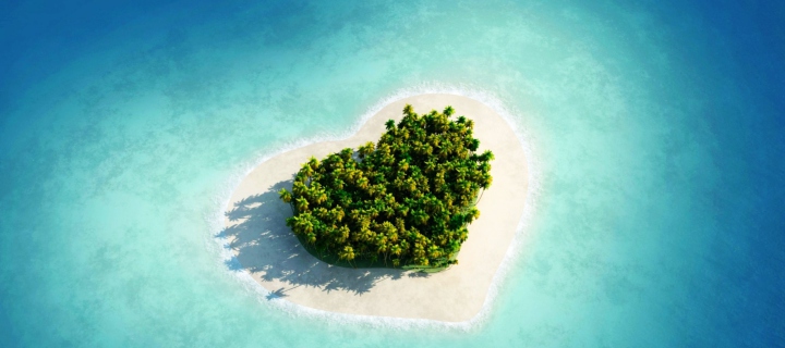 Обои Heart Shaped Tropical Island 720x320