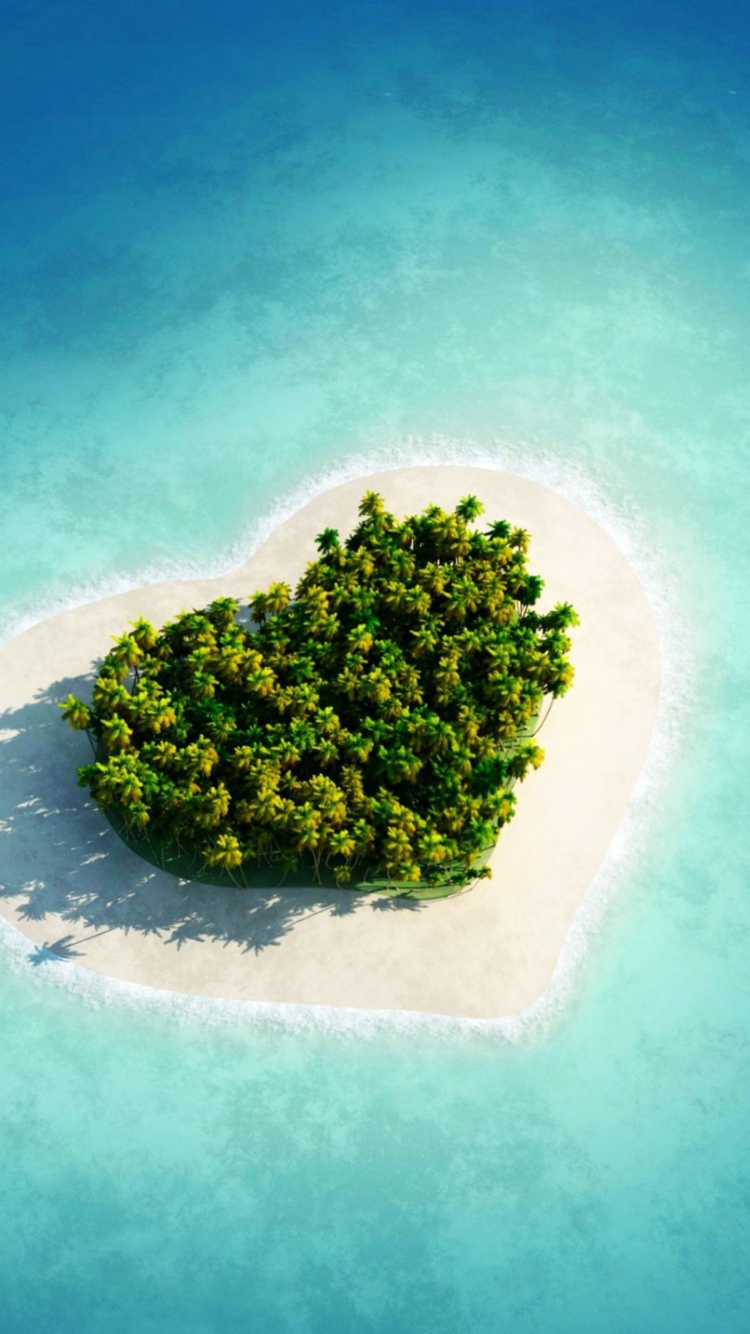 Heart Shaped Tropical Island wallpaper 750x1334