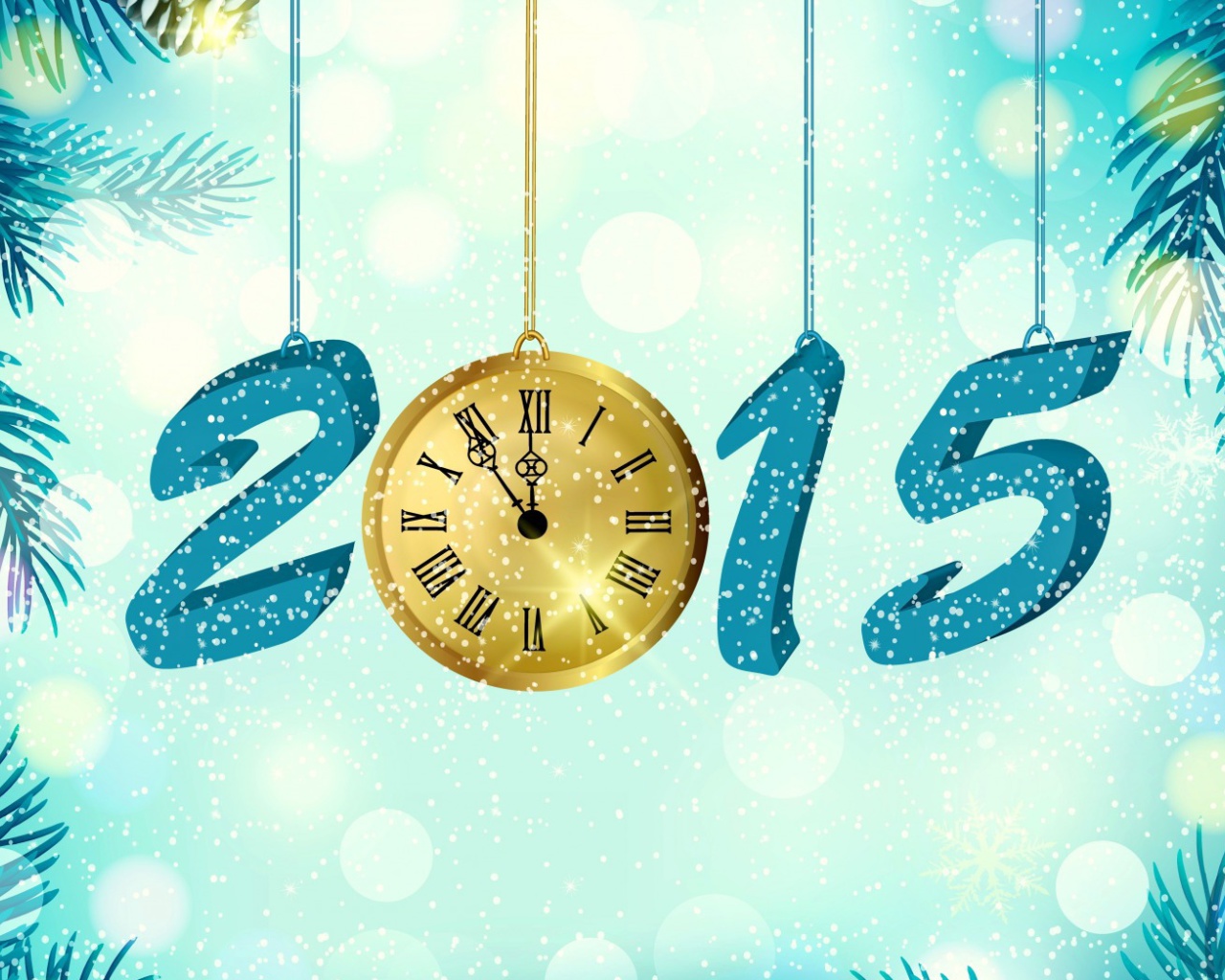 Das Happy New Year 2015 with Clock Wallpaper 1280x1024