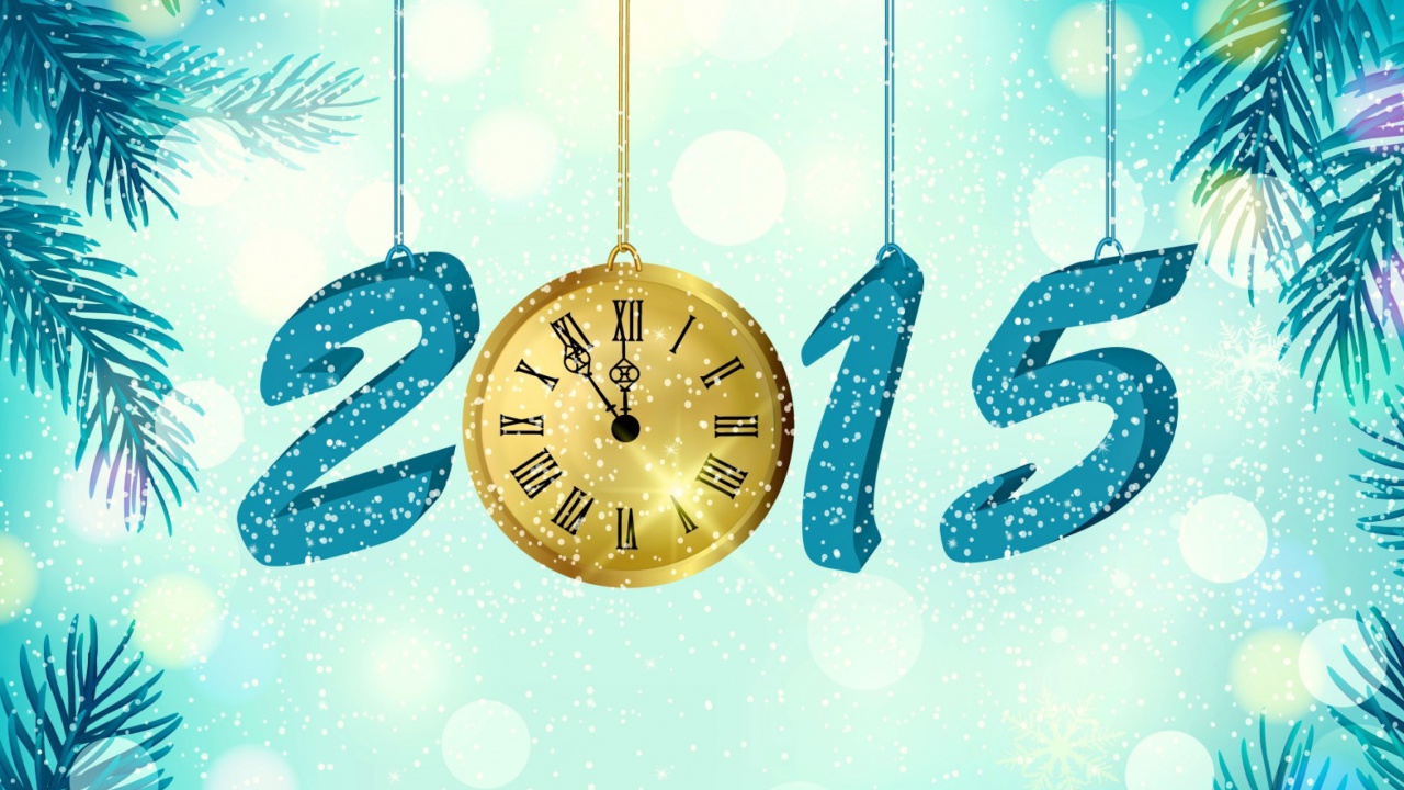 Happy New Year 2015 with Clock wallpaper 1280x720