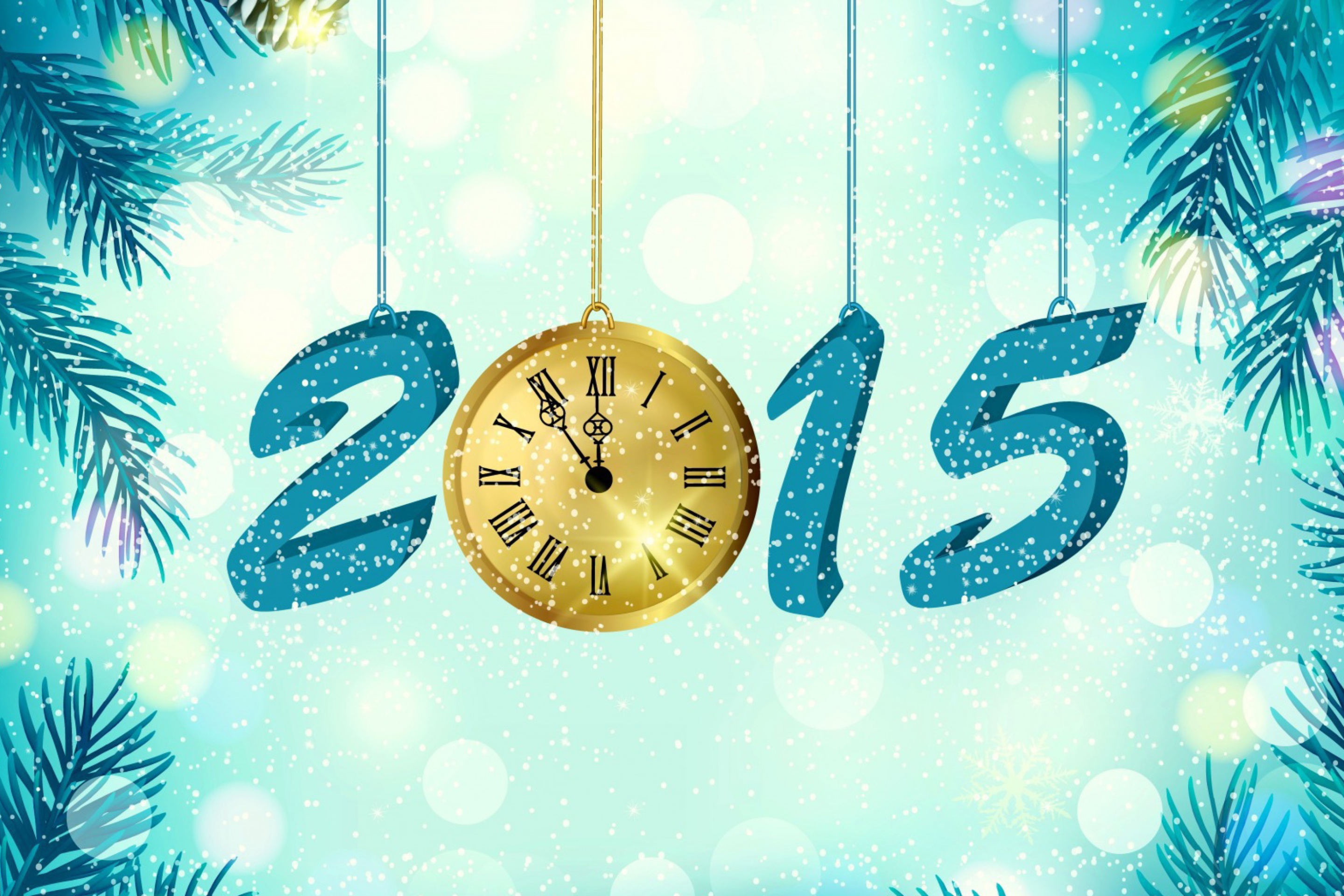 Sfondi Happy New Year 2015 with Clock 2880x1920