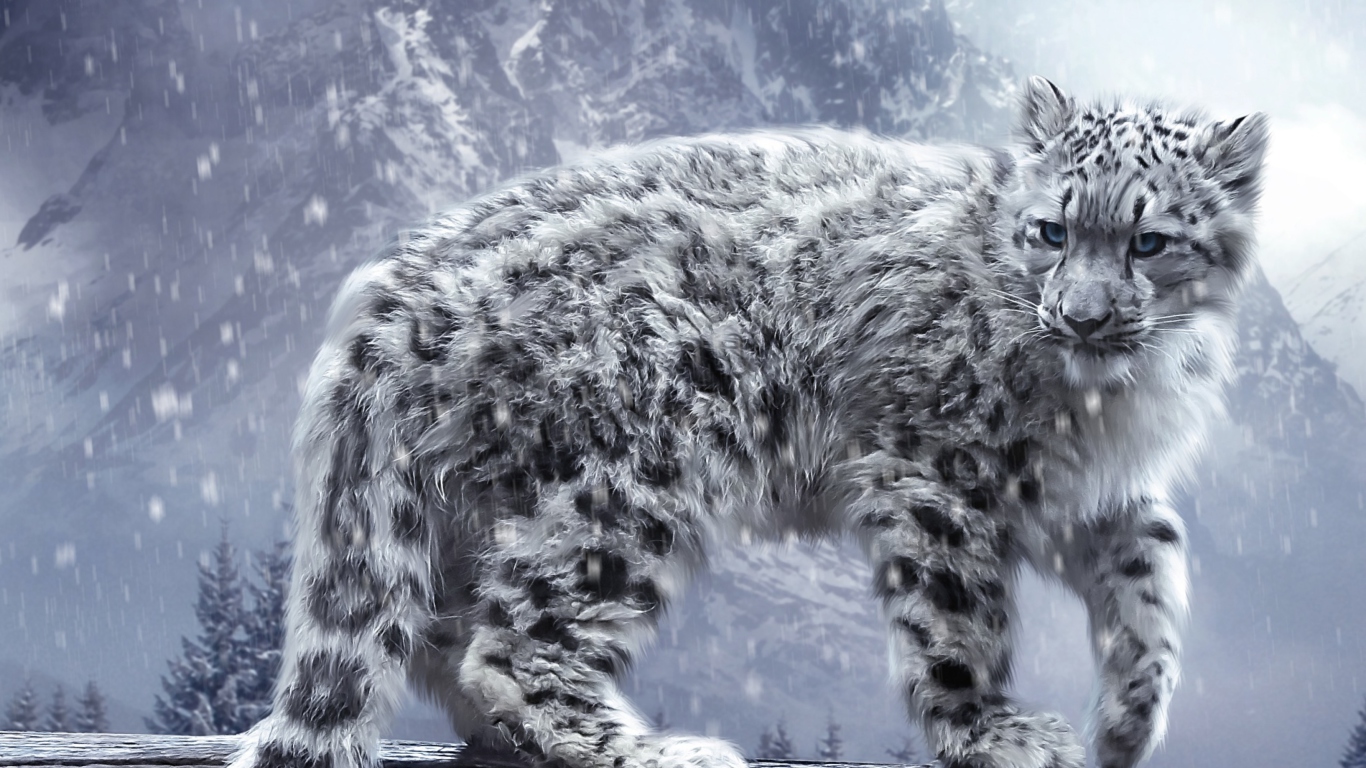 Das White Leopard Wallpaper 1366x768