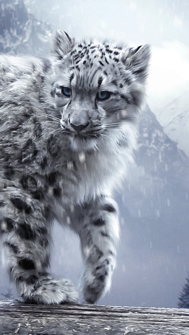 Das White Leopard Wallpaper 640x1136