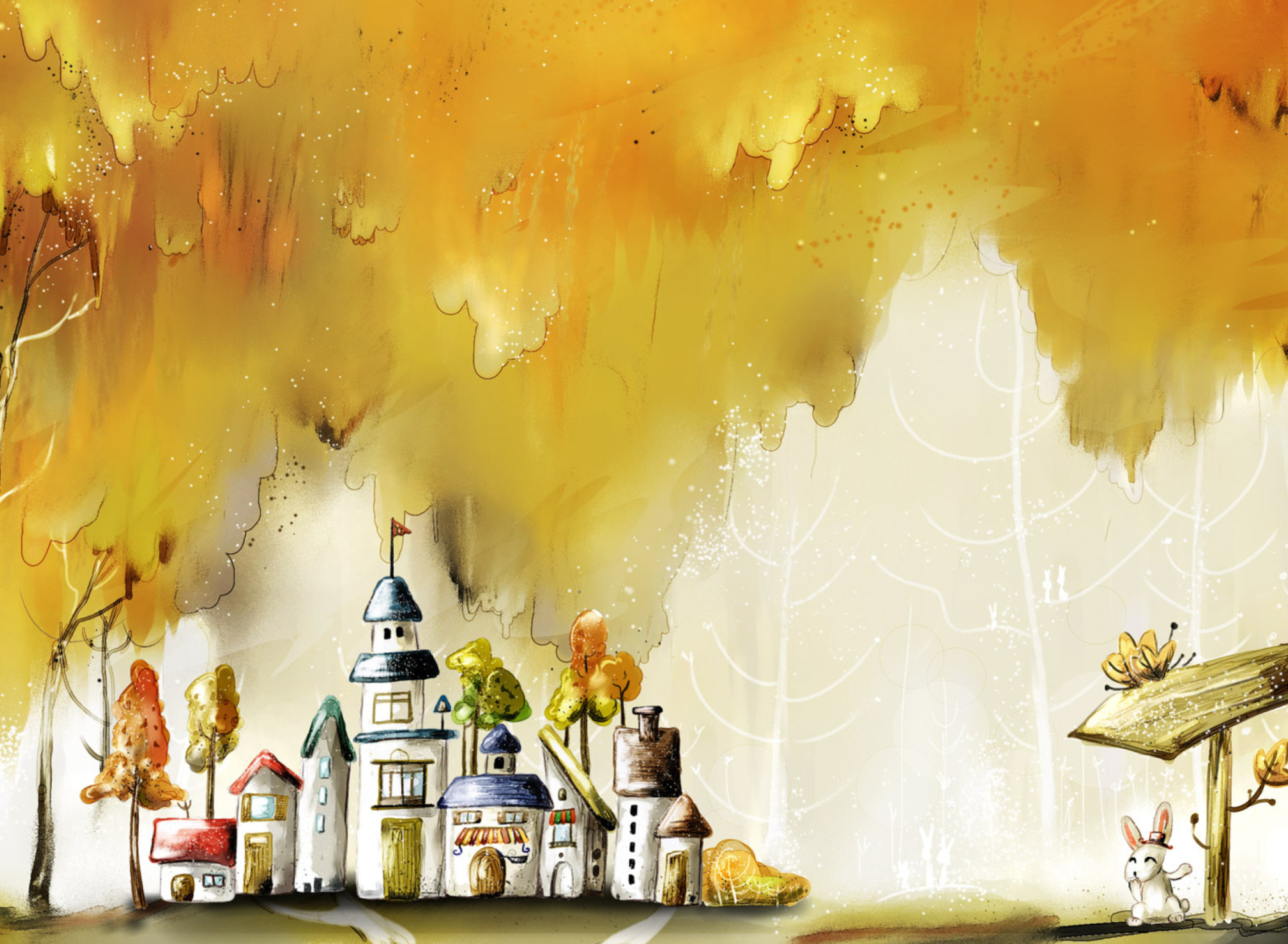 Fondo de pantalla Autumn Illustration 1920x1408