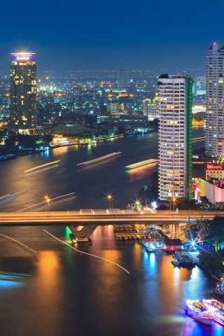 Fondo de pantalla Bangkok and Chao Phraya River 320x480