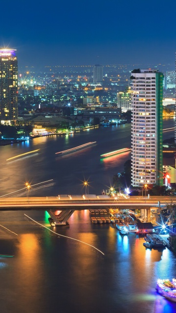 Fondo de pantalla Bangkok and Chao Phraya River 360x640
