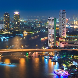 Bangkok and Chao Phraya River papel de parede para celular para 208x208