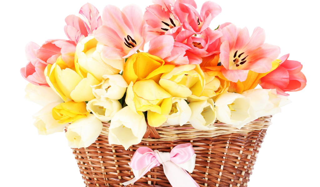 Обои Tulips Basket 1024x600