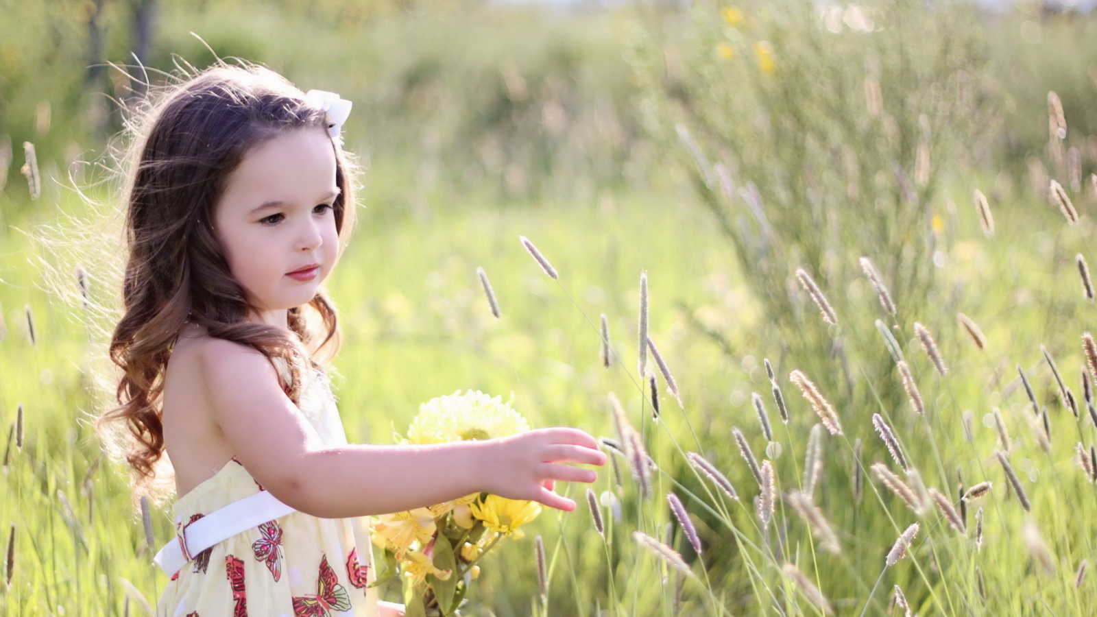 Screenshot №1 pro téma Little Girl In Field 1600x900