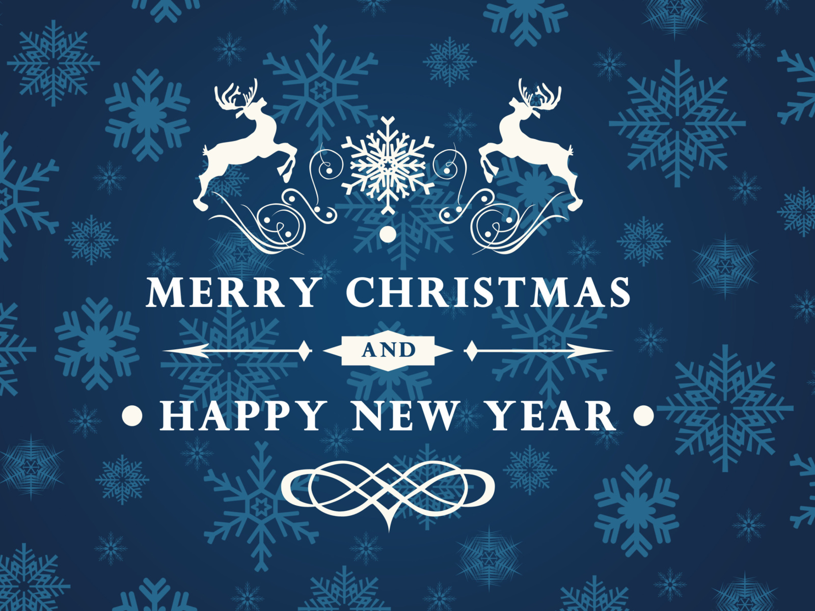 Обои Reindeer wish Merry Christmas and Happy New Year 1600x1200