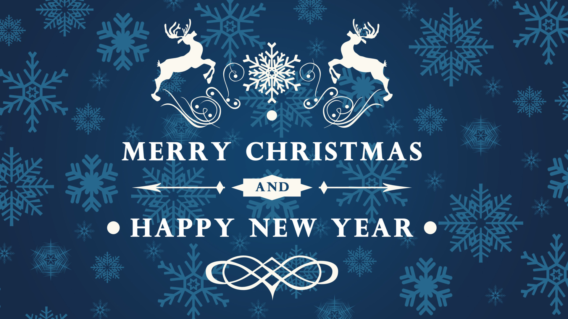 Обои Reindeer wish Merry Christmas and Happy New Year 1920x1080