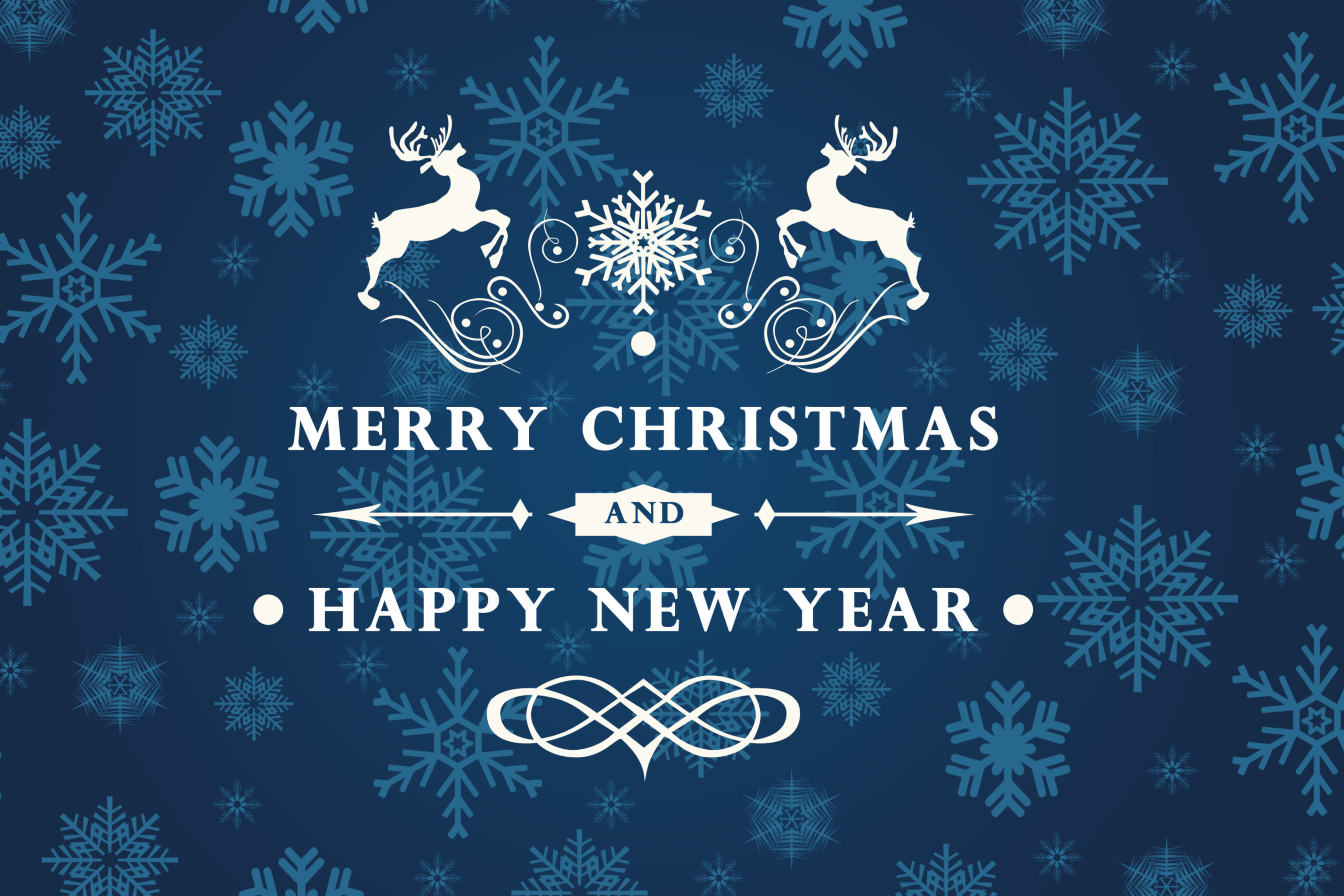 Обои Reindeer wish Merry Christmas and Happy New Year 2880x1920