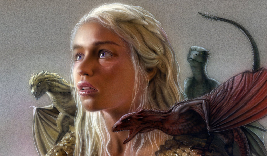 Emilia Clarke as Daenerys Targaryen wallpaper 1024x600