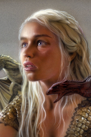 Emilia Clarke as Daenerys Targaryen wallpaper 320x480