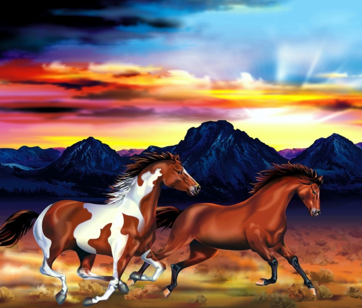 Screenshot №1 pro téma Painting with horses 1200x1024