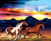 Das Painting with horses Wallpaper 176x144