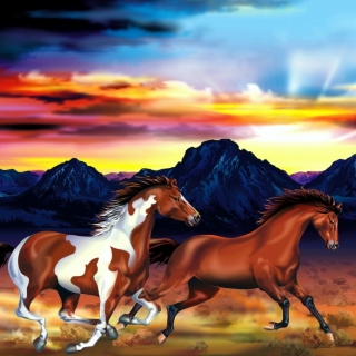 Painting with horses Background for iPad 3