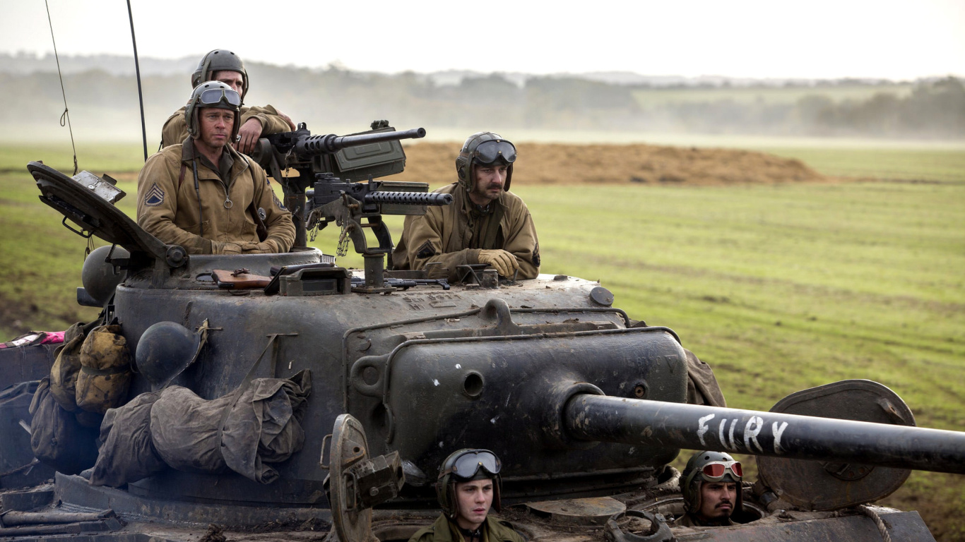 Brad Pitt in Army Film Fury wallpaper 1366x768