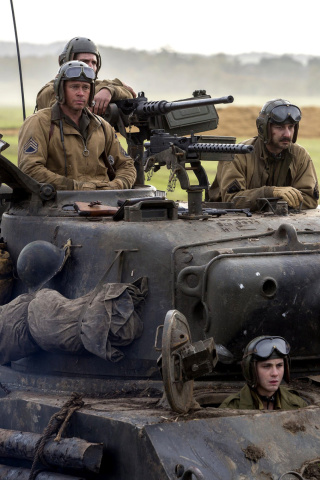 Das Brad Pitt in Army Film Fury Wallpaper 320x480