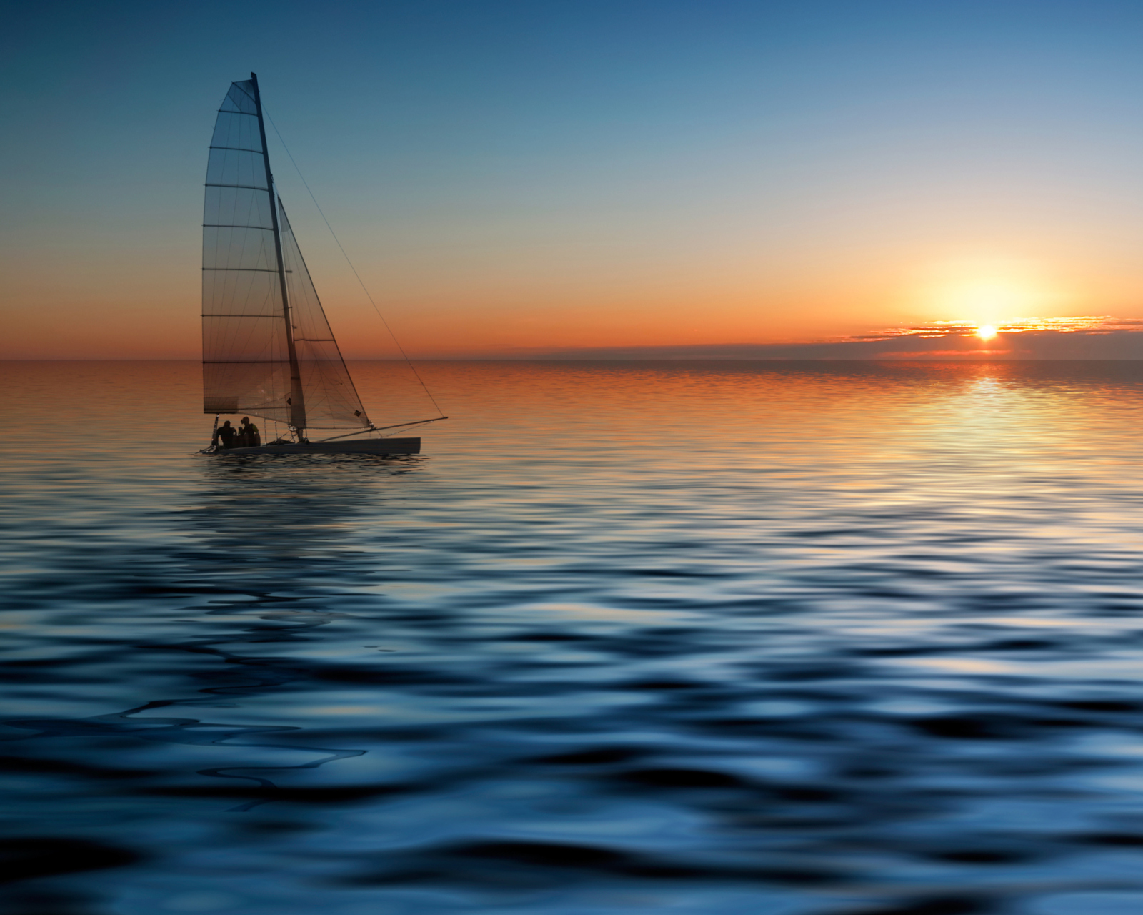 Fondo de pantalla Boat At Sunset 1600x1280